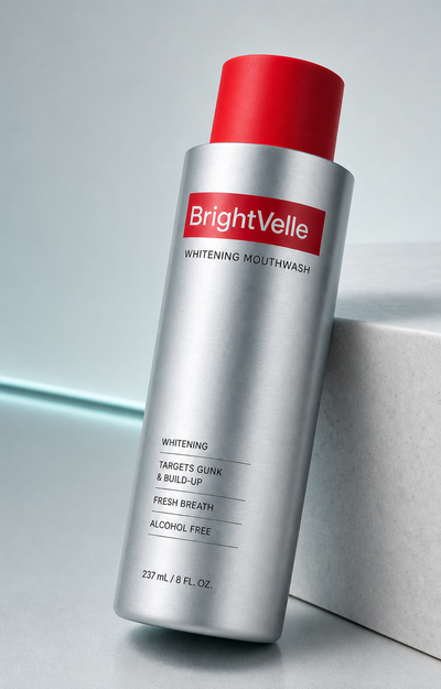 Close view of the brushed-silver BrightVelle metal container