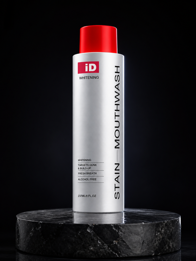 Original iD whitening mouthwash bottle studio hero
